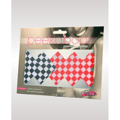 Peekaboos Checkered Pasties - 2 Pairs Black/Red