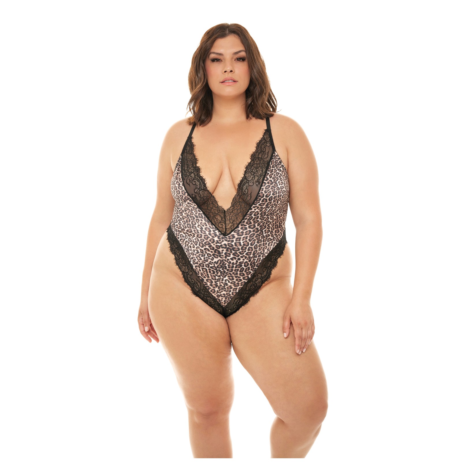 Jolene Satin Teddy Leopard/Black