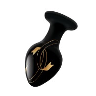 Secret Kisses Handblown Glass Anal Plug Black Gold