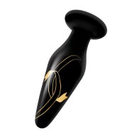 Secret Kisses 4.5 Inch Glass Plug Black Gold