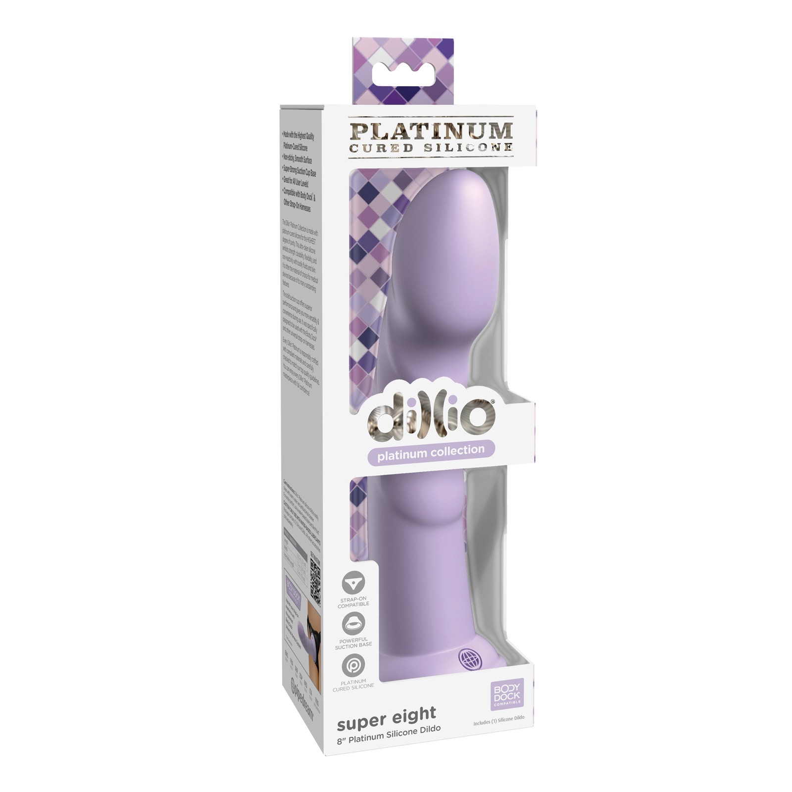 Dillio Platinum 8" Super Eight Silicone Dildo - Purple