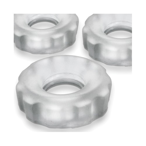 Paquete 3 Cockrings Hunky Junk Super Huj Hielo Claro - Ajuste Definitivo