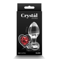 Plug Anal de Cristal con Corazón Rojo - Medio