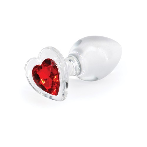 Plug Anal de Cristal con Corazón Rojo - Medio