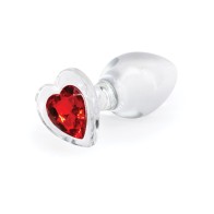 Medium Red Heart Gem Glass Butt Plug