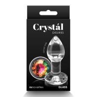 Rainbow Crystal Desires Glass Butt Plug