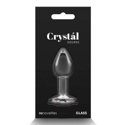 Rainbow Crystal Desires Glass Butt Plug