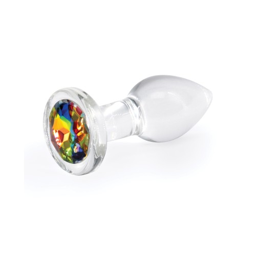 Rainbow Crystal Desires Glass Butt Plug