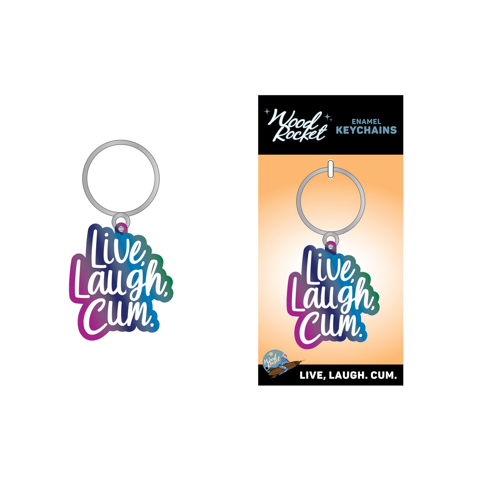 Wood Rocket Live Laugh Cum Keychain - Multi Color