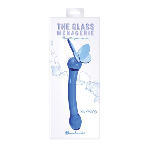 Dildo de Cristal Butterfly G Spot Azul Oscuro