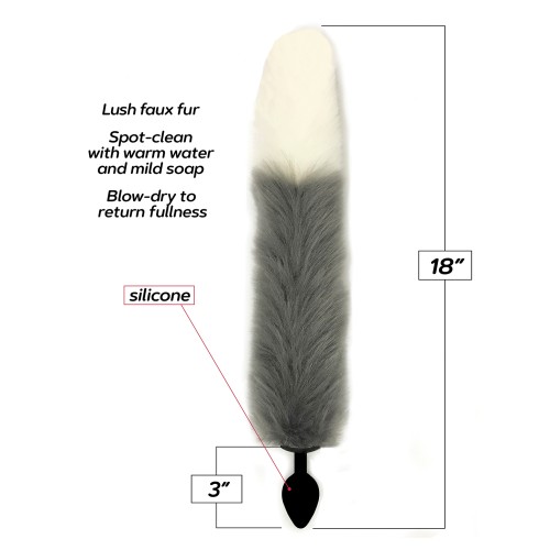 Foxy Fox Tail Silicone Butt Plug Silver