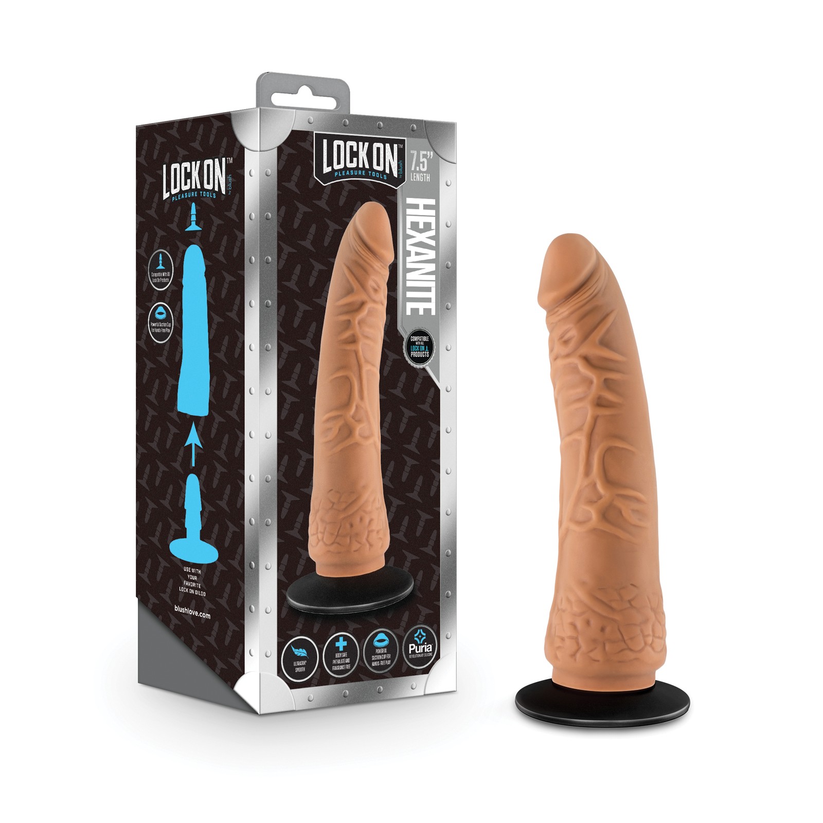 Dildo de 7.5 Pulgadas Lock On Hexanite Mocha