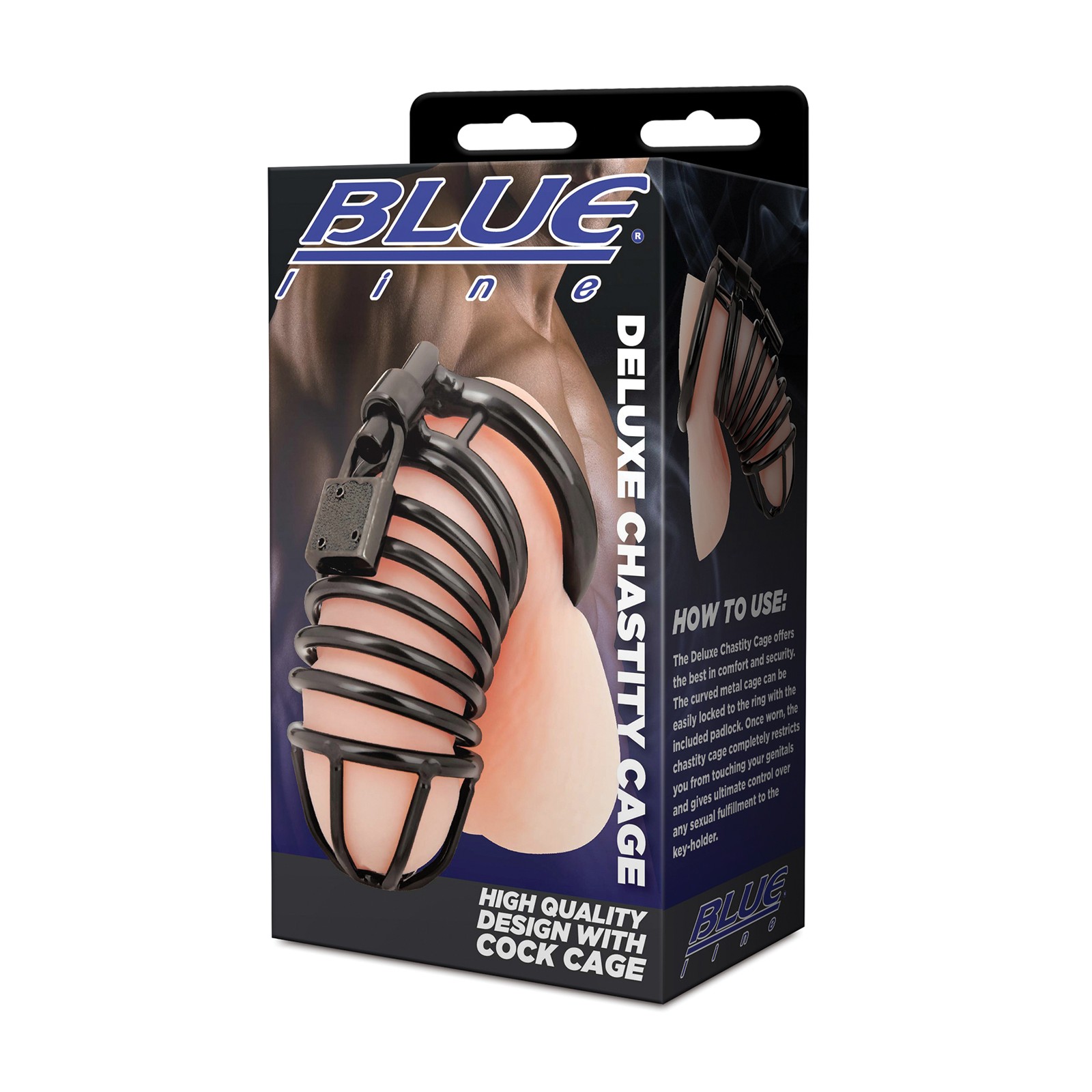 Blue Line Deluxe Chastity Cage - Black