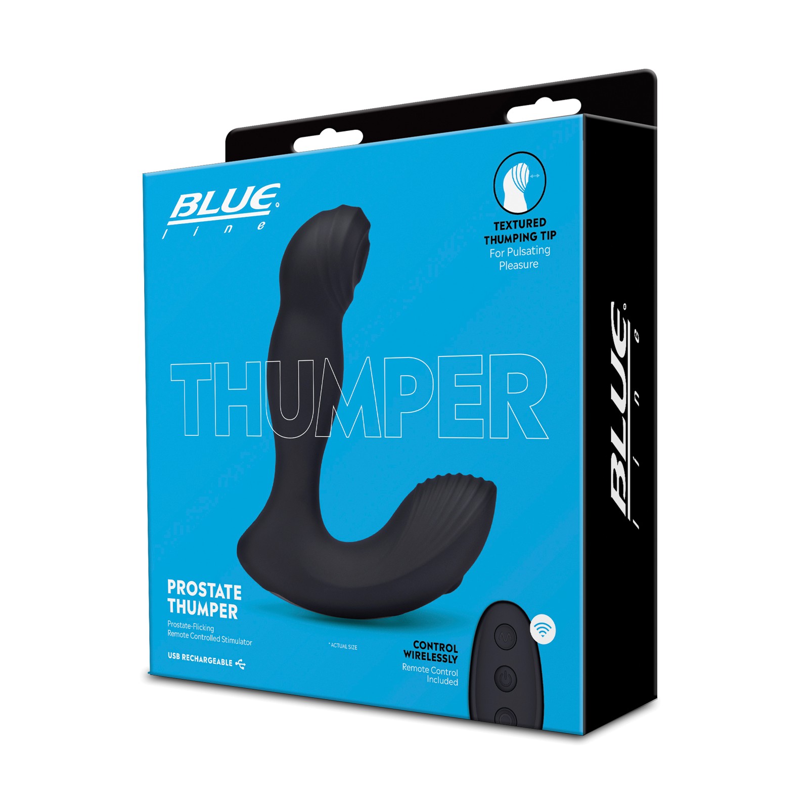 Blue Line Vibrating Prostate Thumper with Remote Black