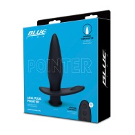 Blue Line Black Vibrating Anal Plug with Remote