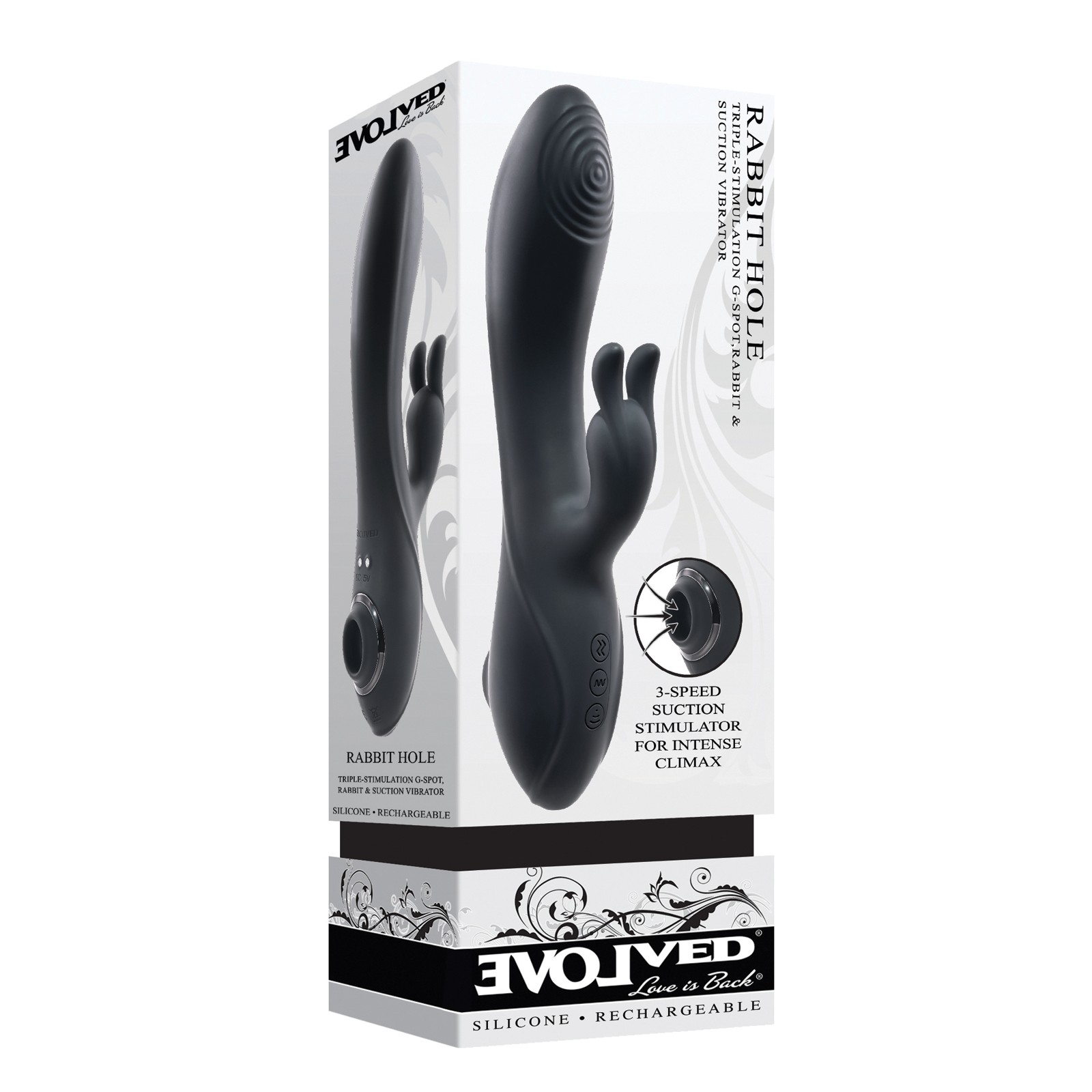 Evolved Conejito Hueco Vibrador de Triple Estimulación Negro