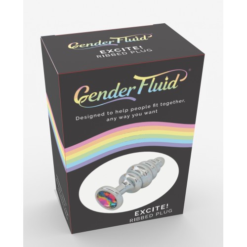 Gender Fluid Excite Ribbed Plug - Silver