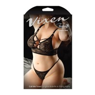 Vixen Lace Bralette and Panty Set - Edgy Elegance