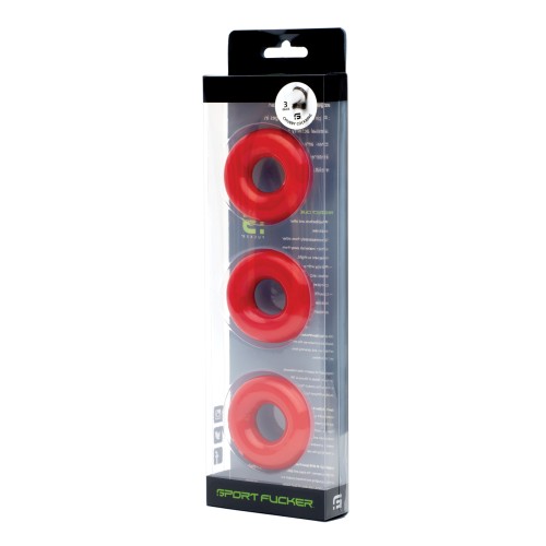 Sport Fucker Chubby Cockring Pack of 3 Red