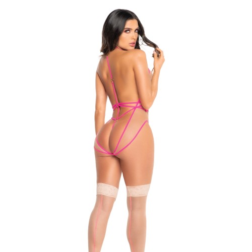 Strappy Teddy Adjustable Crotch Neon L/XL