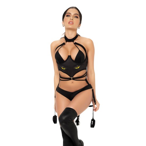 Sexy Cat Girl Bodysuit with Wrist Straps L/XL