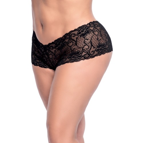 Boyshort de Encaje Negro 2X/3X