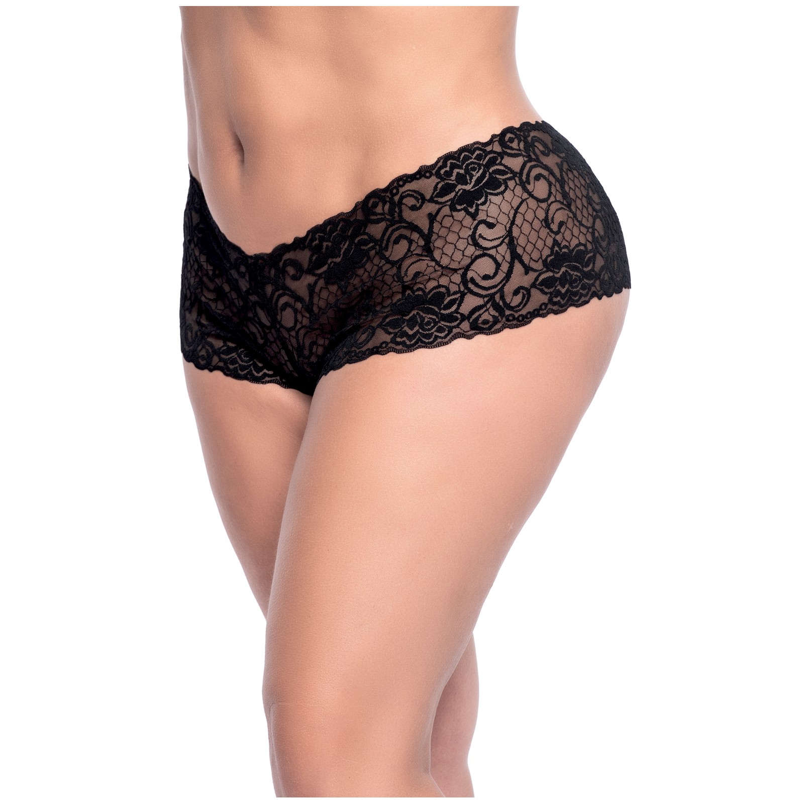 Boyshort de Encaje Negro 2X/3X