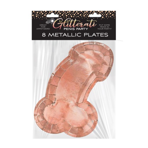 Platos en Forma de Pene Glitterati Oro Rosa