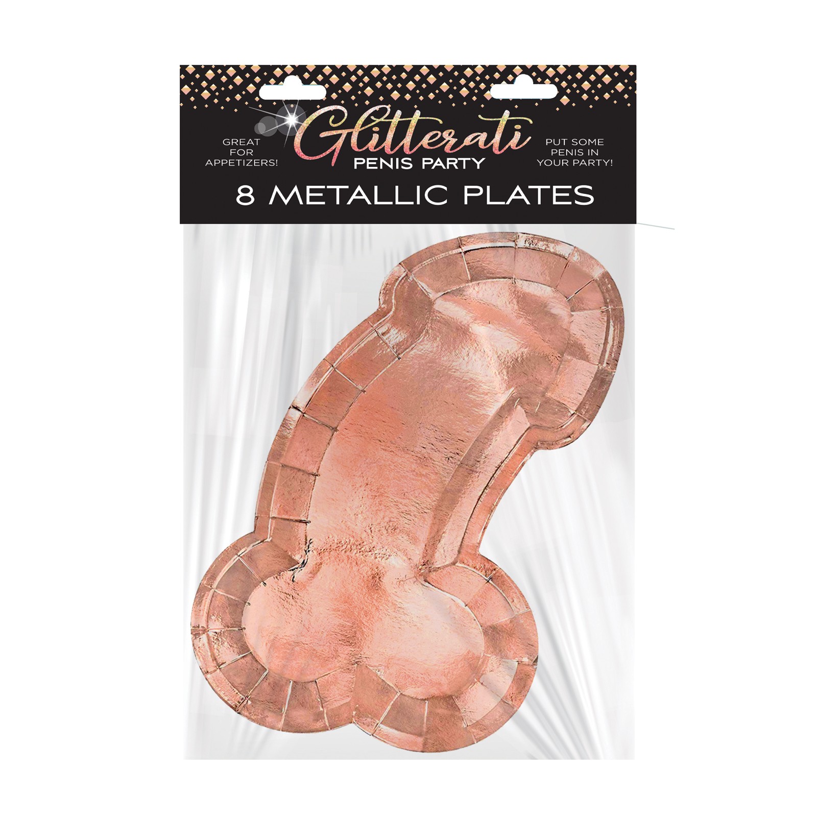 Glitterati Penis Shaped Plates Rose Gold