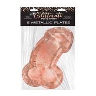 Glitterati Penis Shaped Plates Rose Gold