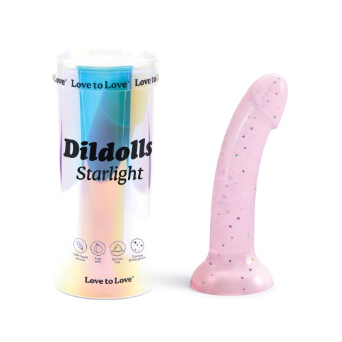 Curved Suction Cup Dildolls Starlight - Pink