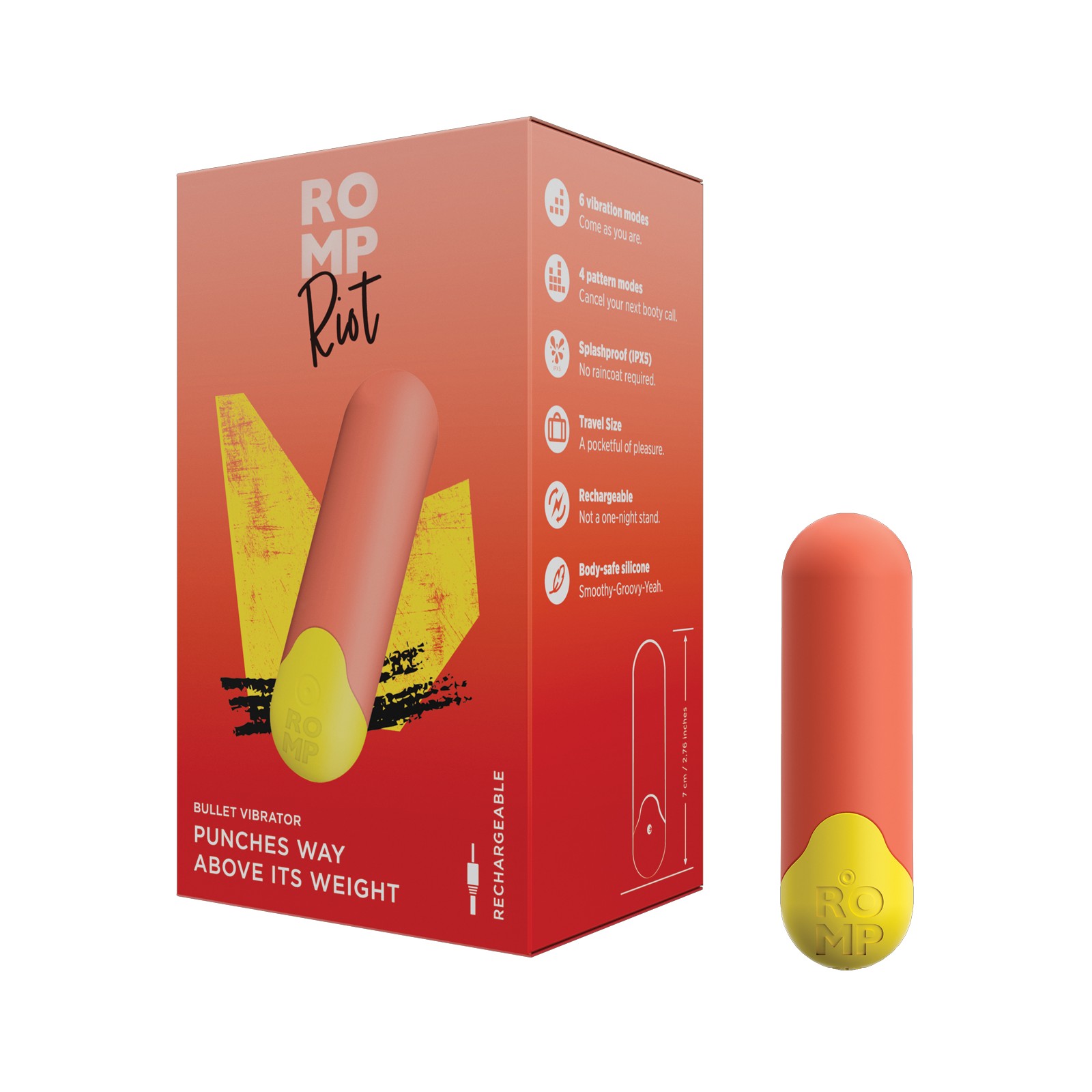 Compact Romp Riot Bullet Vibrator - Orange