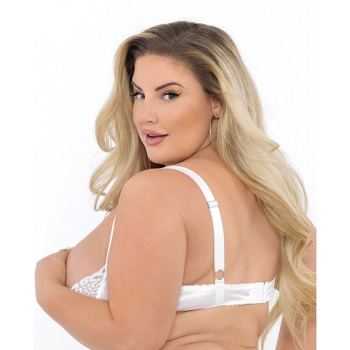 Lace Bra with Underwire Boning Cups - White 44