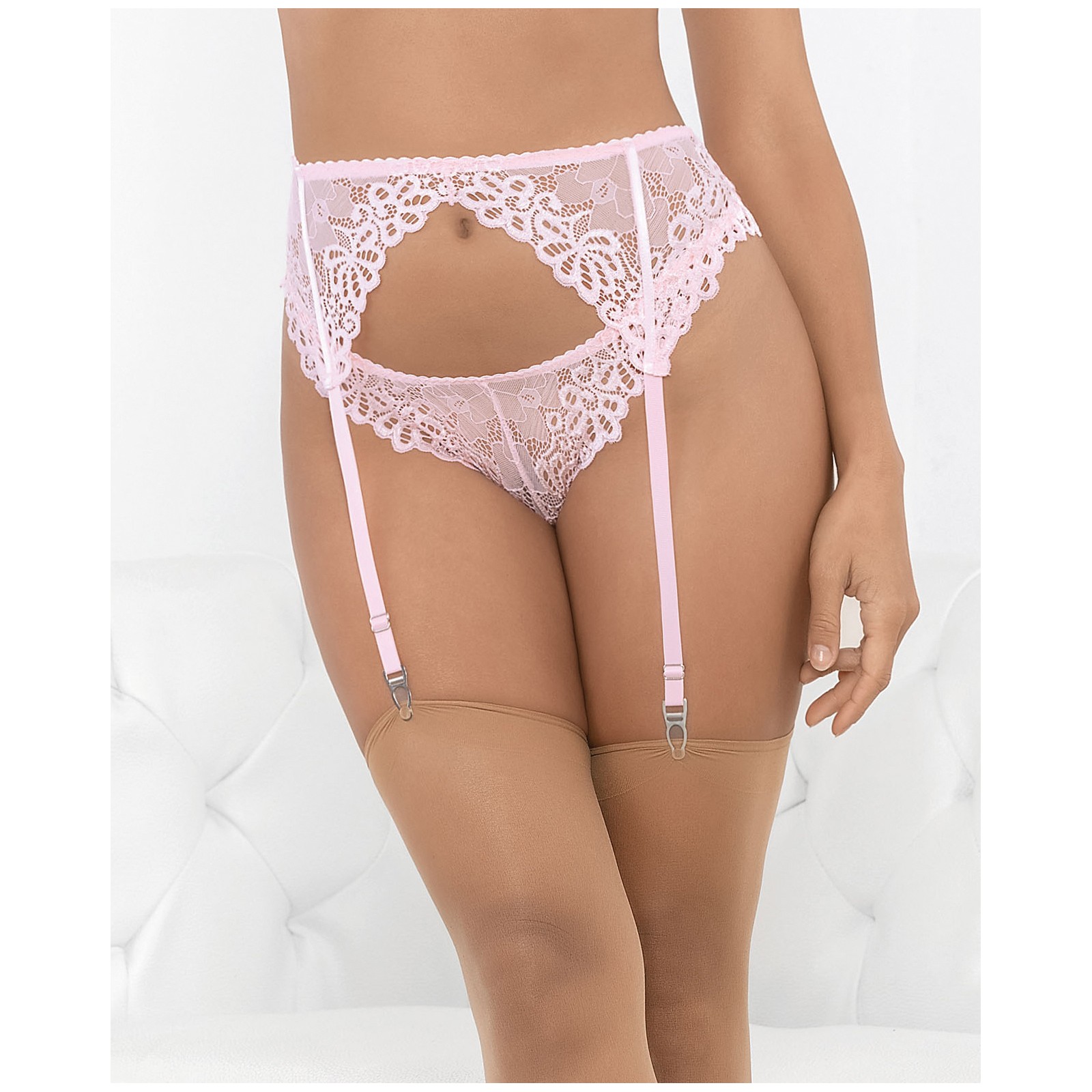 Lace Romance Garterbelt Pink LG