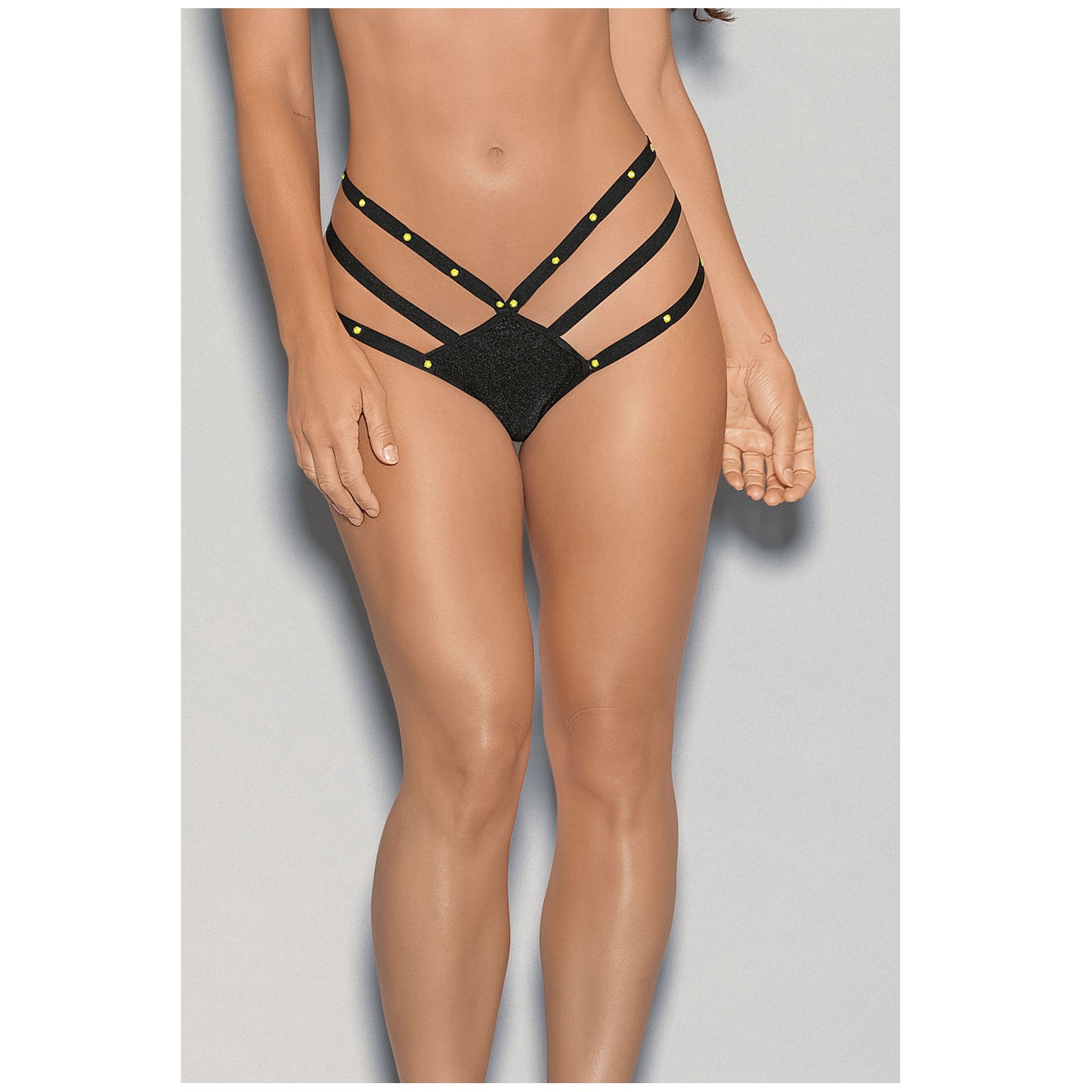 Tanga Strappy Glow Stones Dancewear Negro O/S