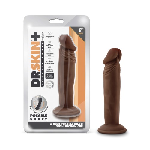 Blush Dr. Skin Plus 6 Inch Posable Dildo - Chocolate