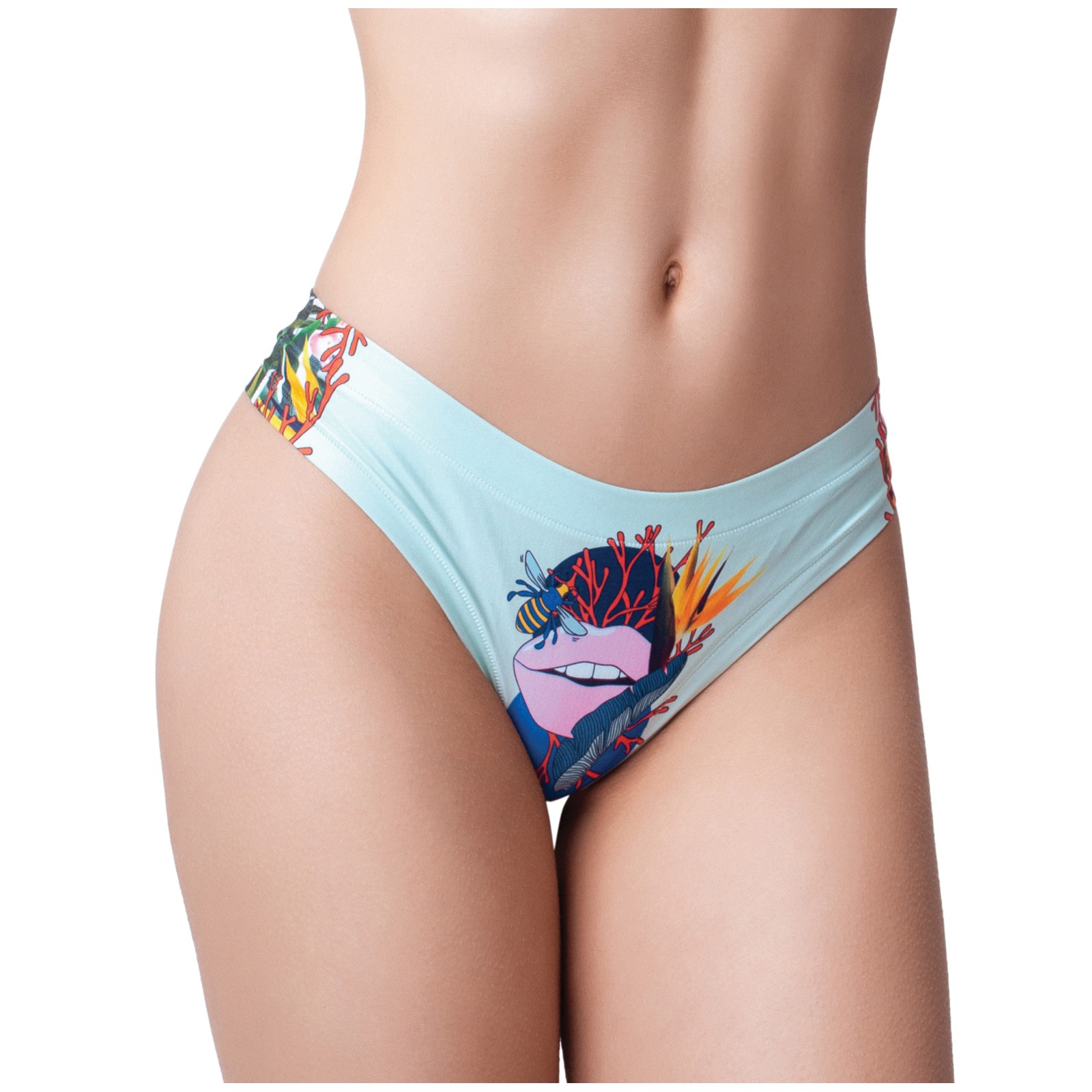 Mememe Botanic Panic Lips Printed Thong - Comfort Fit