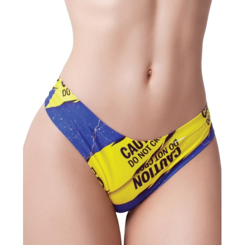 Mememe Urban Geeks Caution Printed Thong - SM