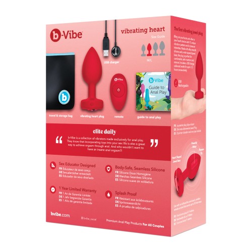 b-Vibe Vibrating Heart Plug Medium Large Red