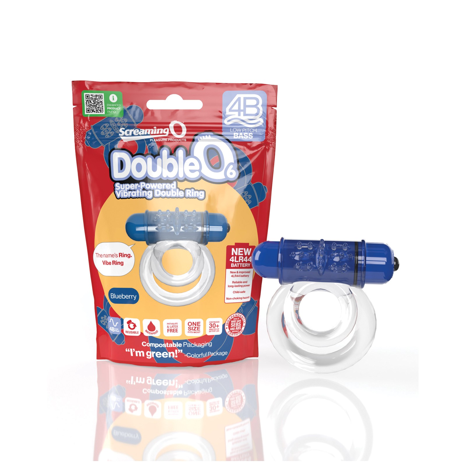 Screaming O 4B DoubleO 6 Vibrating Ring - Blueberry