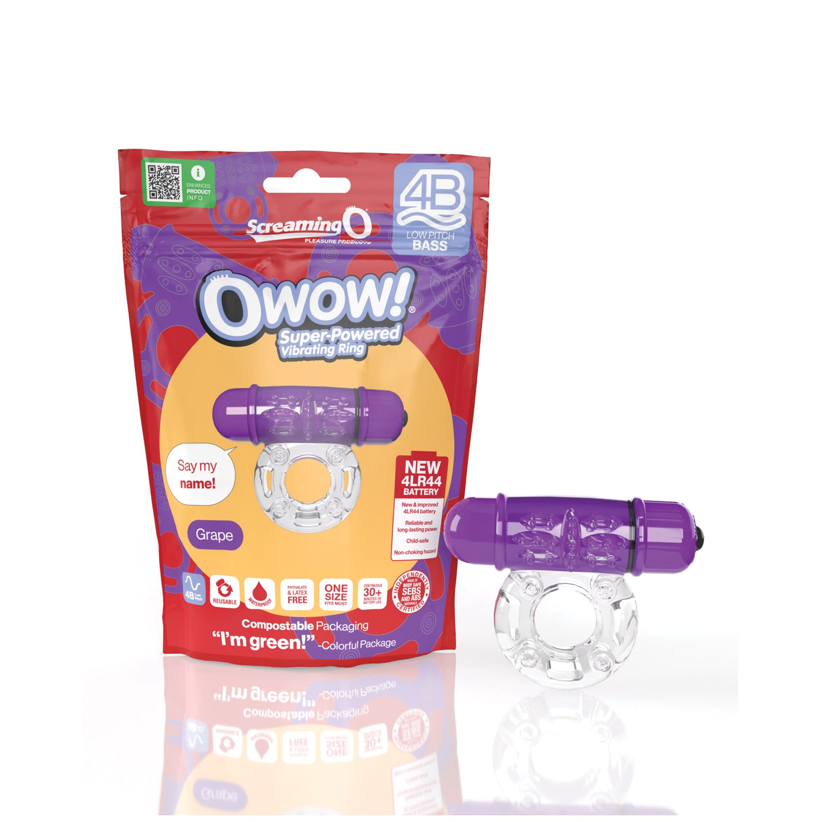 Screaming O 4B OWow Grape Vibrating Ring