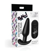 Bang! 21X Vibrating Silicone Butt Plug with Remote Black