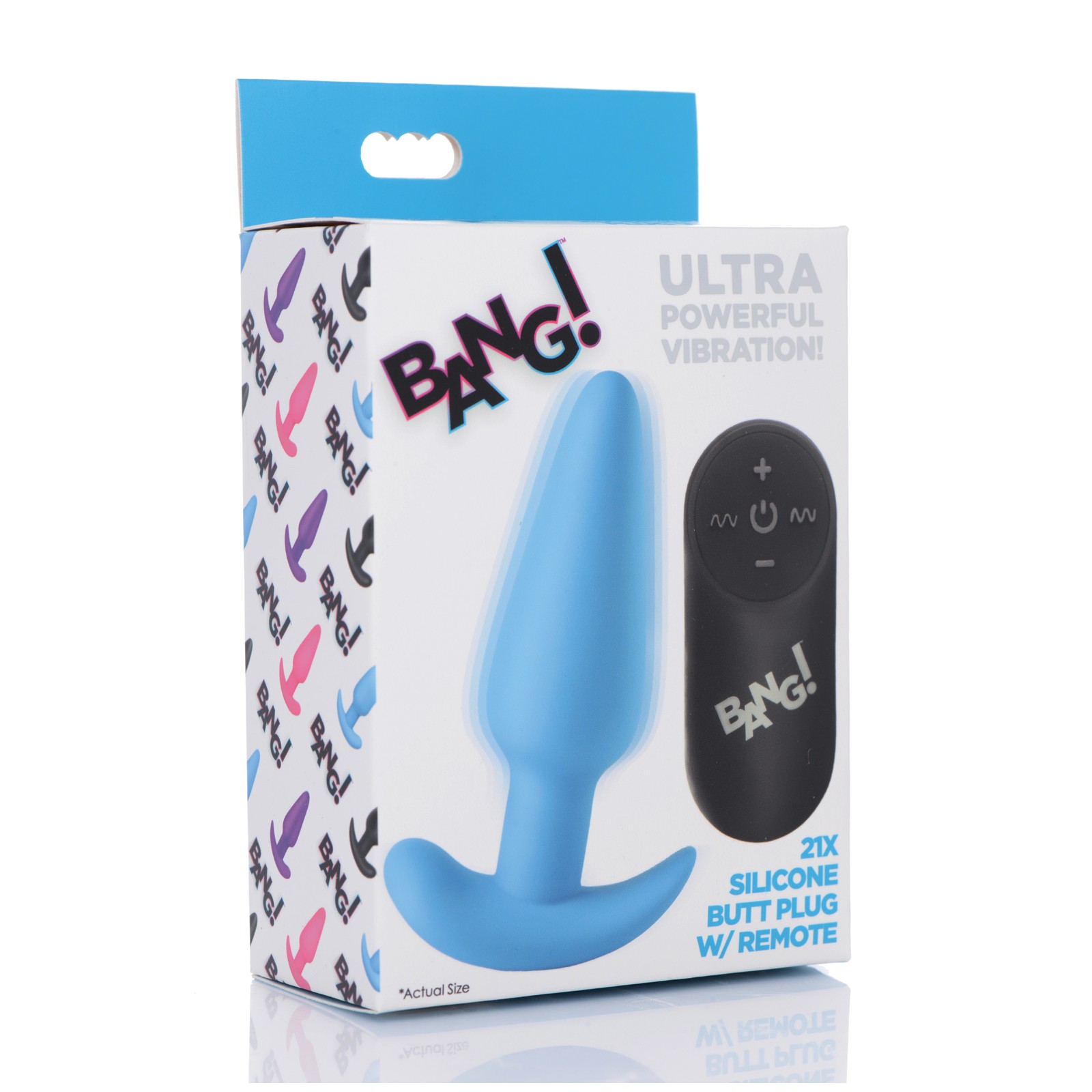 Bang! 21X Remote-Controlled Vibrating Butt Plug in Blue