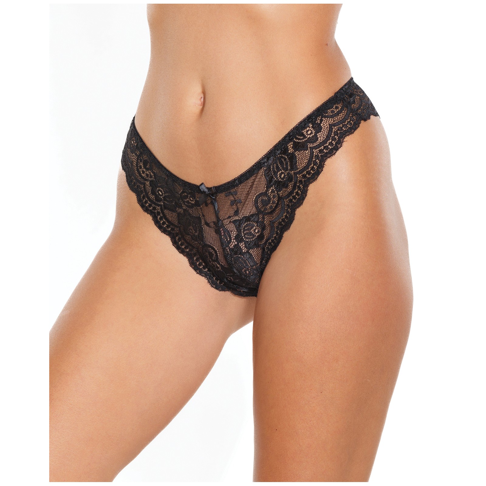 Scallop Lace High Leg Panty Black