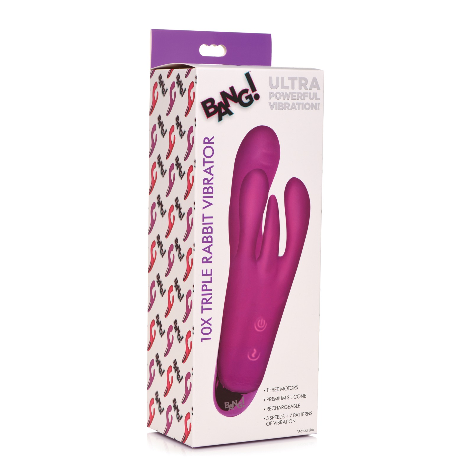 Bang Vibrador Triple Rabbit 10X Púrpura