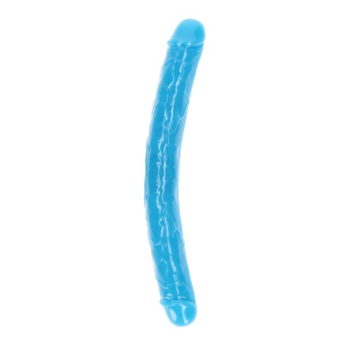 Shots RealRock 15 inch Glow in the Dark Double Dong Neon Blue