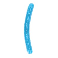 Shots RealRock 15 inch Glow in the Dark Double Dong Neon Blue