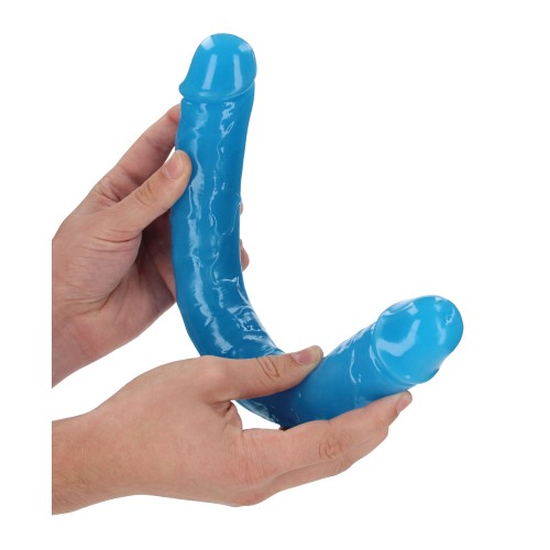 Shots RealRock 15 inch Glow in the Dark Double Dong Neon Blue