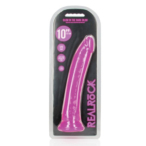 Dildo RealRock de 10" Slim que Brilla en la Oscuridad para Placer Intenso