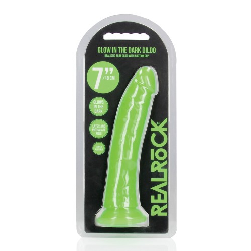 Glow in the Dark RealRock 7" Slim Dildo Neon Green